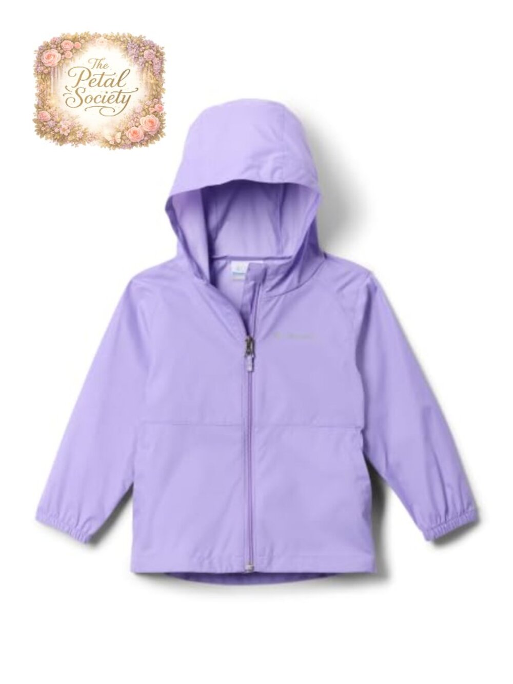 Girls Waterproof Hooded Rain Jacket Nylon Shell Elastic Cuffs